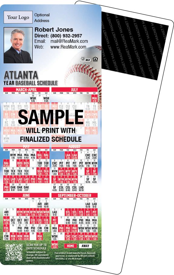 Real Estate Baseball Schedules, Magnetic Sports Calendars for Realtors
